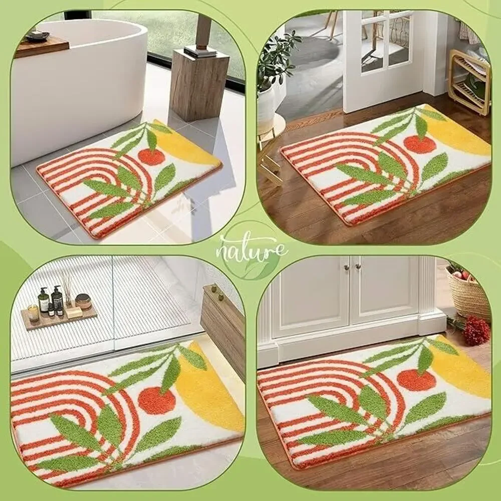 LINROMIA Bathroom Rug, Non-Slip, Washable, 50 x 80 cm, Bath Rug, Absorbent Bath